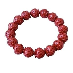 “Dragon’s blood” Natural 12mm cinnabar strawberry bracelet